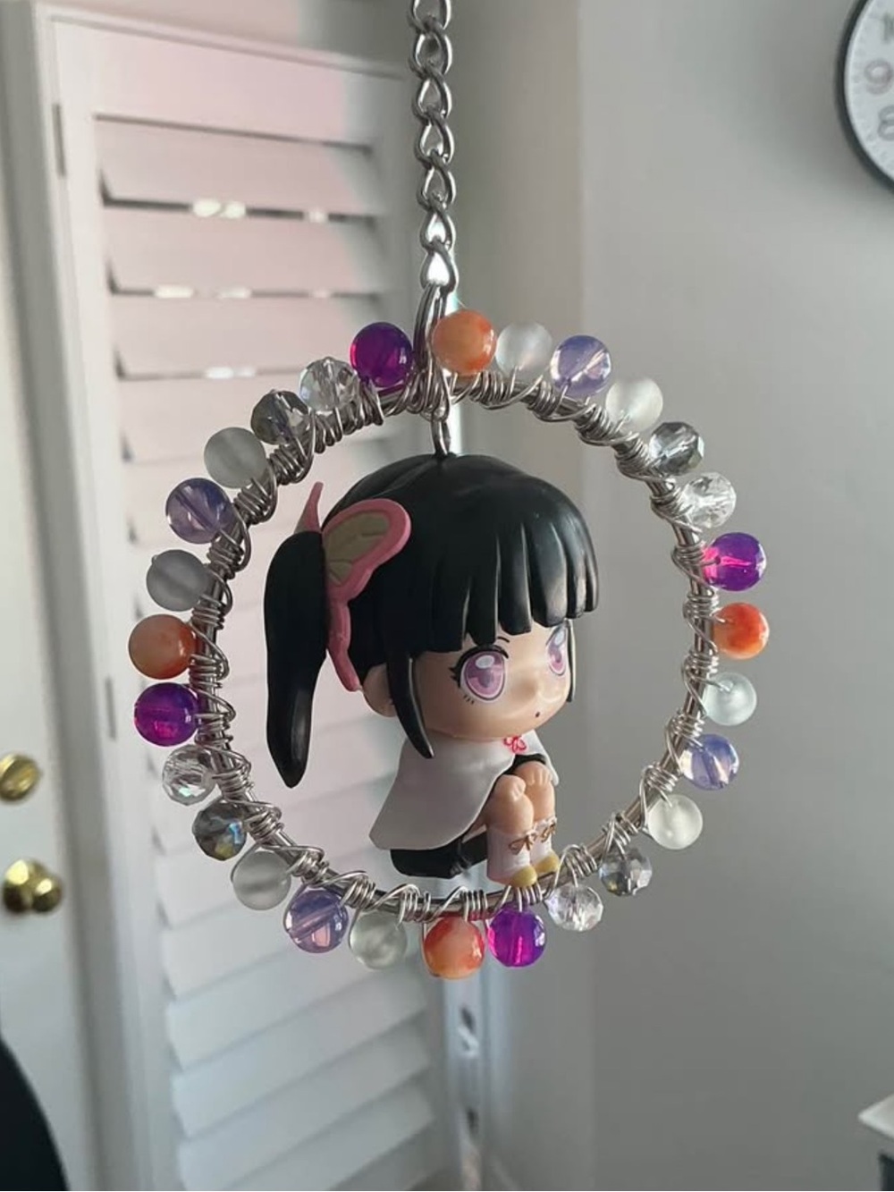 Demon slayer Anime Girl Hanging - Black Hair, Pink & Purple Accents